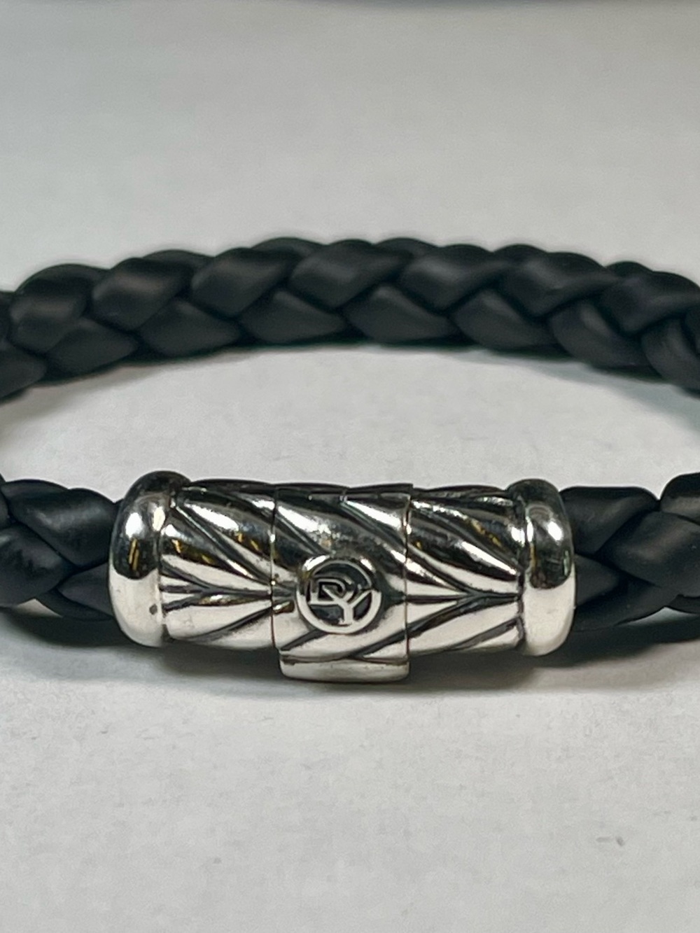 David Yurman 8mm Rubber Bracelet with Silver-Tone Clasp size M